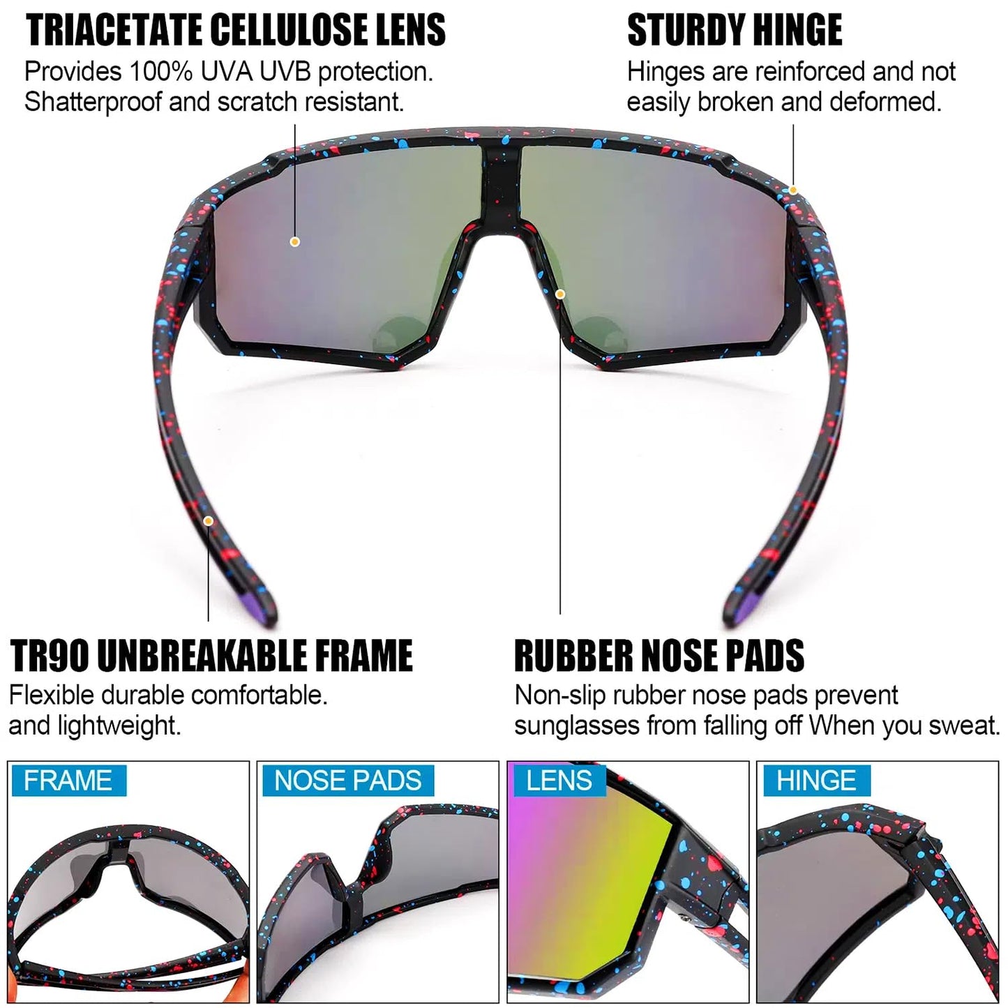 Youth Baseball Sunglasses For Boys Girls,UV400 Kids Sports Sunglasses,Cycling glasse Running Golf