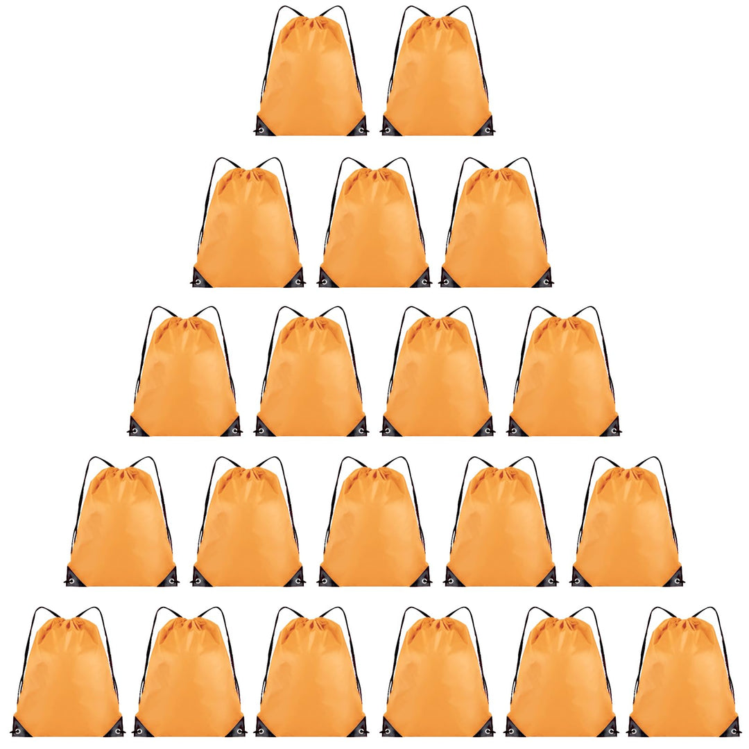 Grneric 20 Pieces Drawstring Backpack Bulk Cinch Sackpack Ployster Drawstring Bags for Gym Party Trip(Orange)