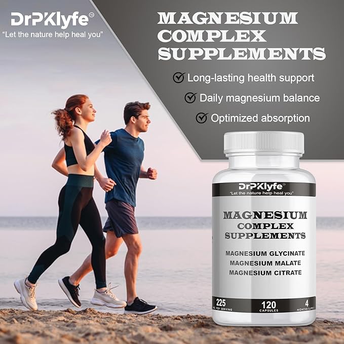Board Certified Internist's Recommendation: Magnesium Complex Capsule| Glycinate |Malate|Citrate for Optimal Health|225mg, 4 Months Supply for Heart, Muscle & Bone Health - DrPKLyfe