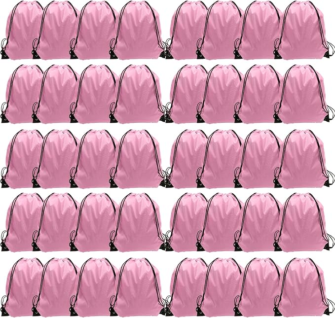 GoodtoU Drawstring Bags Bulk 48 Pcs Drawstring Backpack Gym Drawstring Bags Pink String Backpack for Women