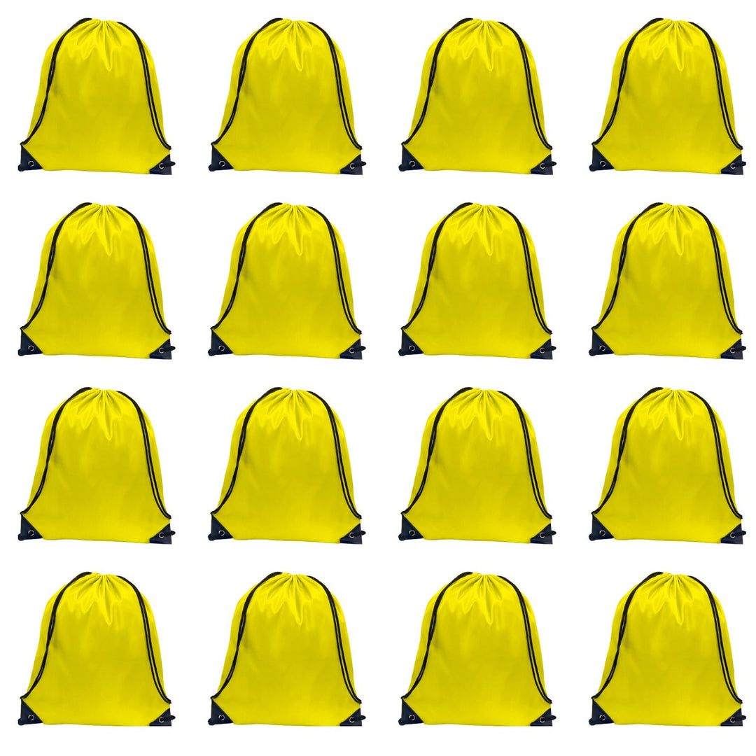 GoodtoU Drawstring Bags, Drawstring Backpack Bulk Nylon Backpack Draw String Back Bag Cinch Sack Drawstring Gym Bag String Backpack for Sport, Traveling, Team (Yellow, 16Pcs)