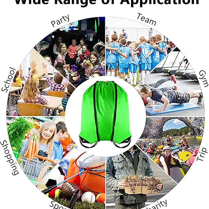 GoodtoU Drawstring Backpack Bags String Sack - Drawstring Gym Bag Cinch Backpacks in Bulk Green 16 Pcs