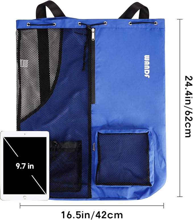 WANDF Swim Bag Mesh Drawstring Backpack with Wet Pocket for Swimming, Gym, and Workout Gear