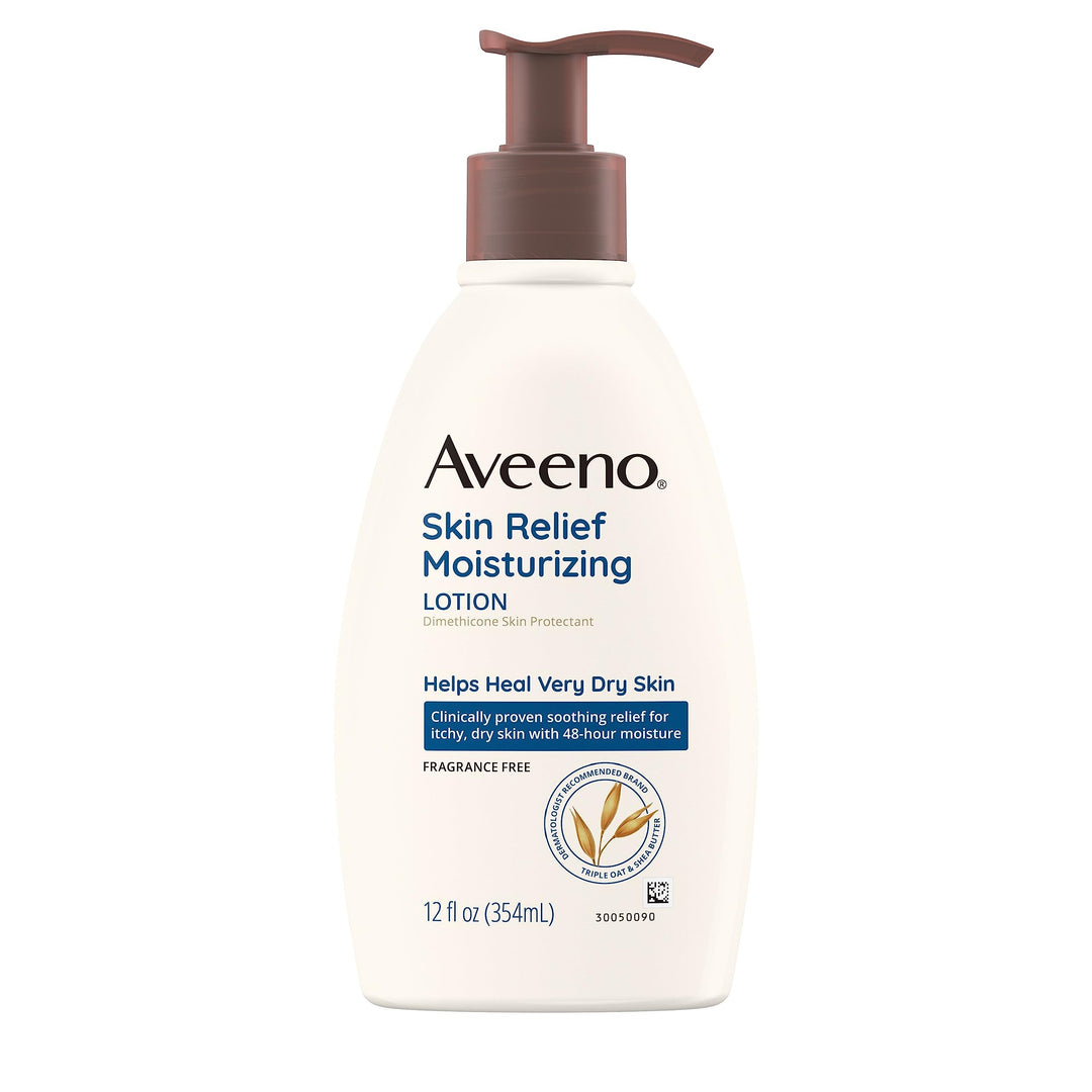Aveeno Skin Relief 24-Hour Moisturizing Lotion For Sensitive Skin With Natural Shea Butter & Triple Oat Complex, Unscented Thera