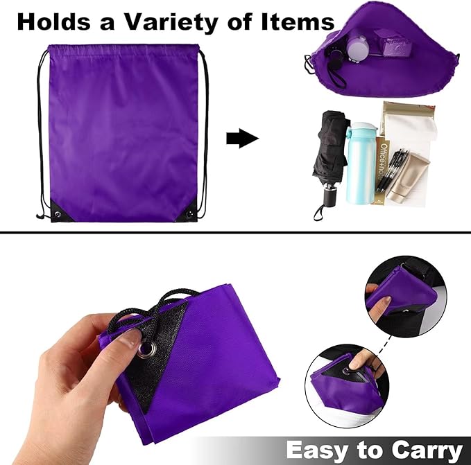 GoodtoU 2Pcs Drawstring Bag - Gym Backpack, Foldable Sports Drawstring Bags for Gym, Travel, Sports (Purple)