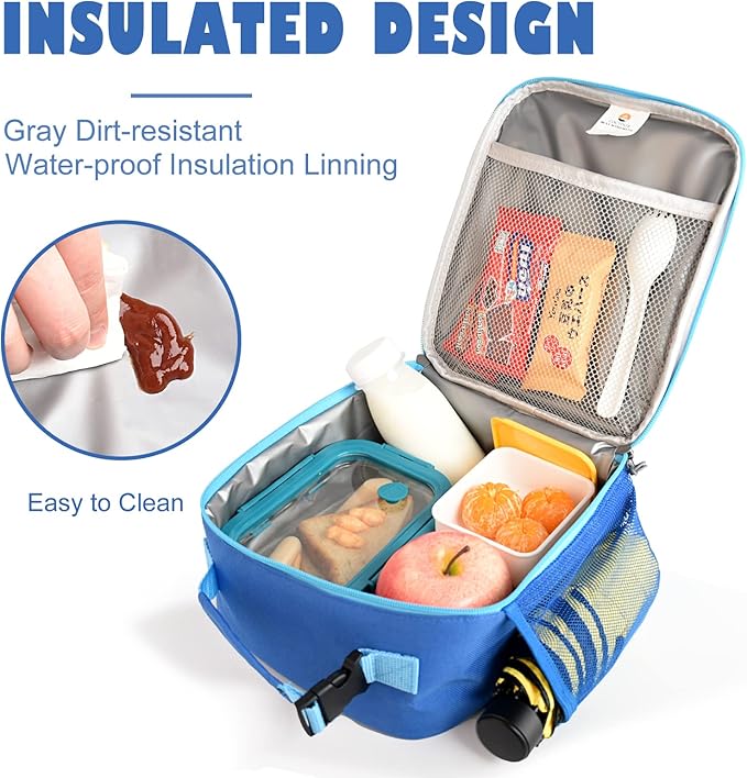 Lunch Box Kids,Premium Insulated Lunchbox for Girls Boys,Soft Mini Cooler Bag Back to School Thermal Reusable Lunch Bag for Work School Picnic (Blue)