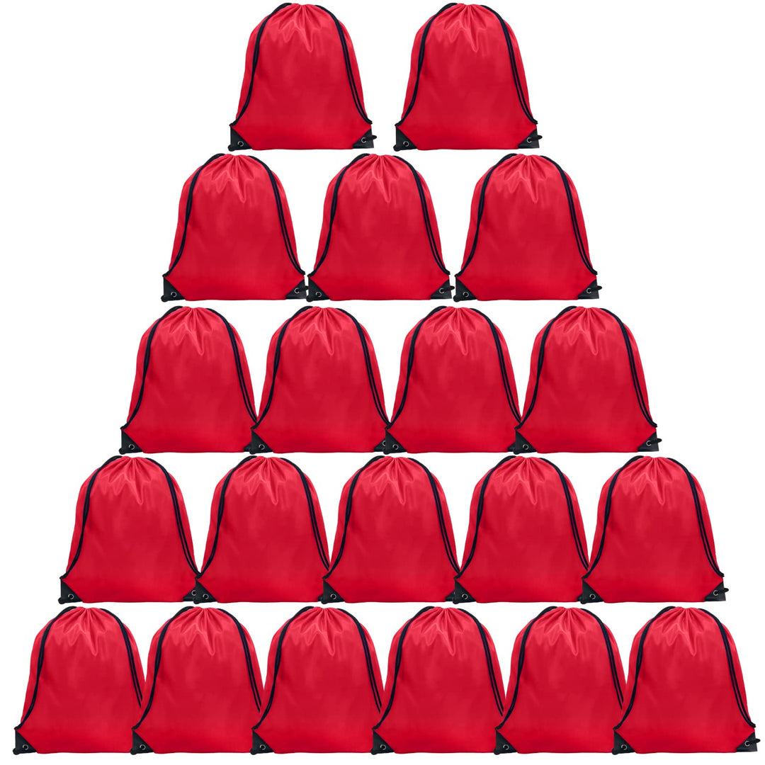 GoodtoU Drawstring Backpack Bulk, 20 Pcs Draw String Bags Cinch Bag Drawstring Gym Bag Sackpack Drawstring Backpack for Women Men, Red