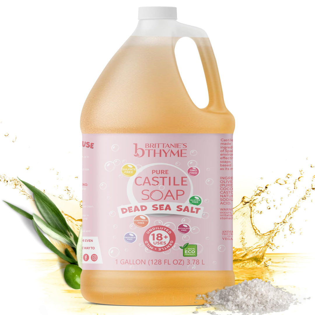 Brittanie'S Thyme Pure Castile Liquid Soap Refill, 1 Gallon | For Hair & Body, Gentle And Pure, Made With Natural Luxurious Oils