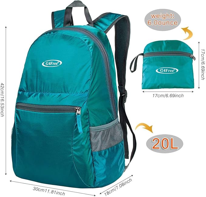 G4Free 20L Lightweight Packable Backpack Travel Hiking Daypack Foldable Backpack for Men Women