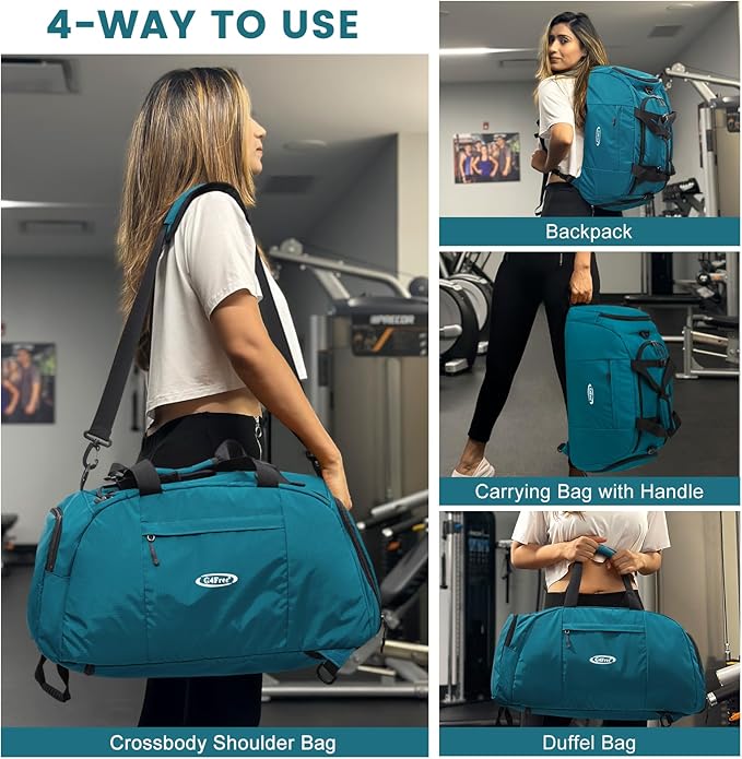 G4Free 40L 3-Way Duffle Bag Backpack Gym Bag for Men Women Sports Duffel Bag with Shoe Compartment Travel Backpack Luggage