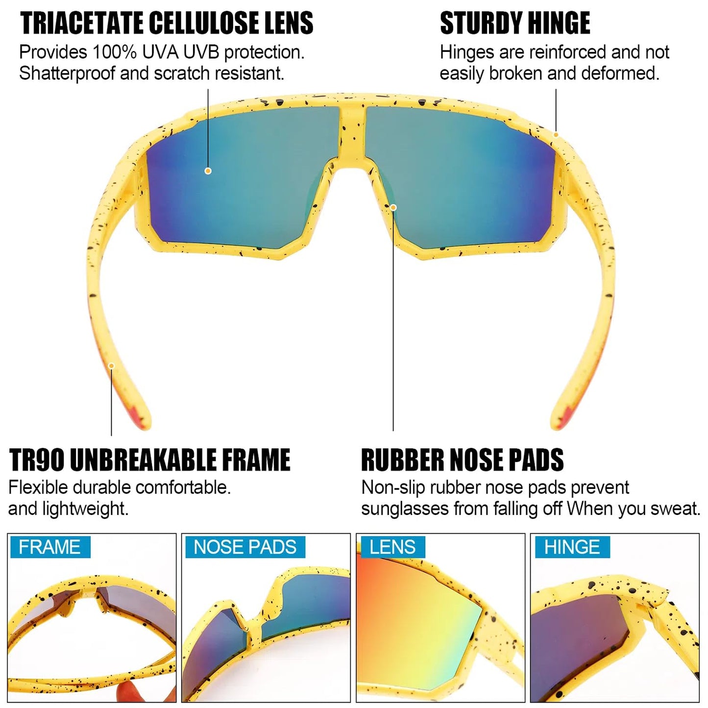 Youth Baseball Sunglasses For Boys Girls,UV400 Kids Sports Sunglasses,Cycling glasse Running Golf