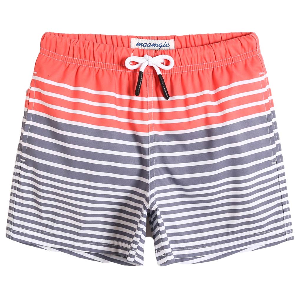 maamgic Boys Swim Trunks Toddler Swim Shorts Little Boys Bathing Suit Swimsuit Toddler Boy Swimwear,Stripe Gray,2 T