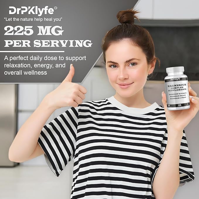 Board Certified Internist's Recommendation: Magnesium Complex Capsule| Glycinate |Malate|Citrate for Optimal Health|225mg, 4 Months Supply for Heart, Muscle & Bone Health - DrPKLyfe