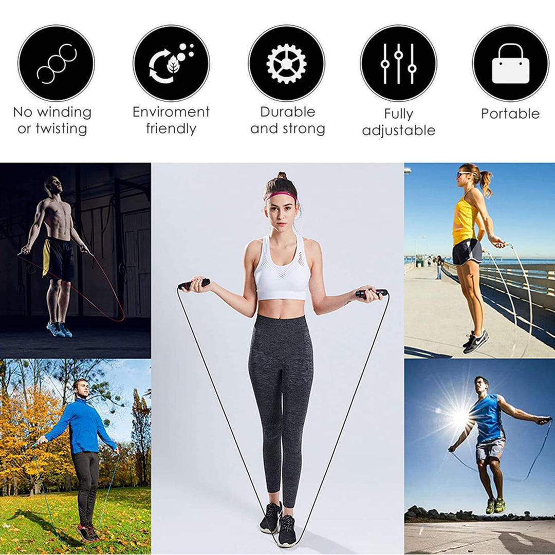 Redify Jump Rope,Jump Ropes for Fitness for Women Men and Kids,Speed Jumping Rope for Workout with Ball Bearings,Adjustable Skipping Rope for Exercise&Slim Body at Home School Gym (Blue,Black)