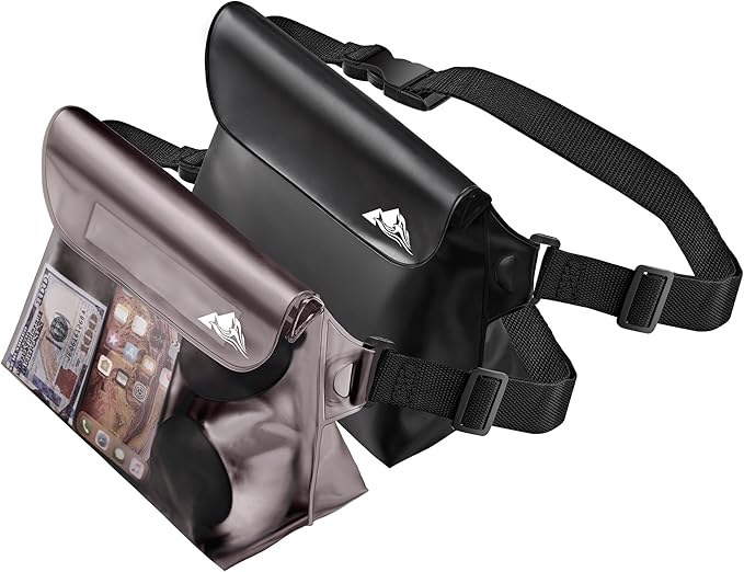 HEETA 2/3/4 Pack Waterproof Pouch with Waist Strap, Screen Touchable Dry Bag with Adjustable Belt for Phone Valuables for Kayaking, Swimming, Snorkeling, Boating, Fishing, Surfing & Beach