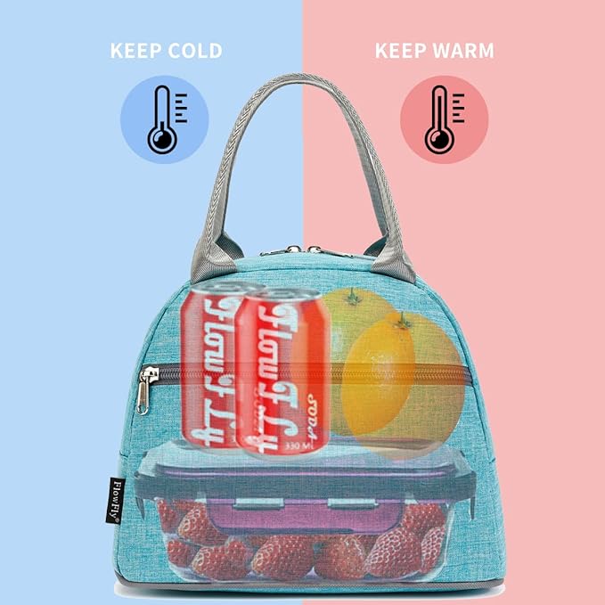 FlowFly Insulated Lunch Cooler Bag - Tote Bag Organizer for Women/Men, Sea Blue