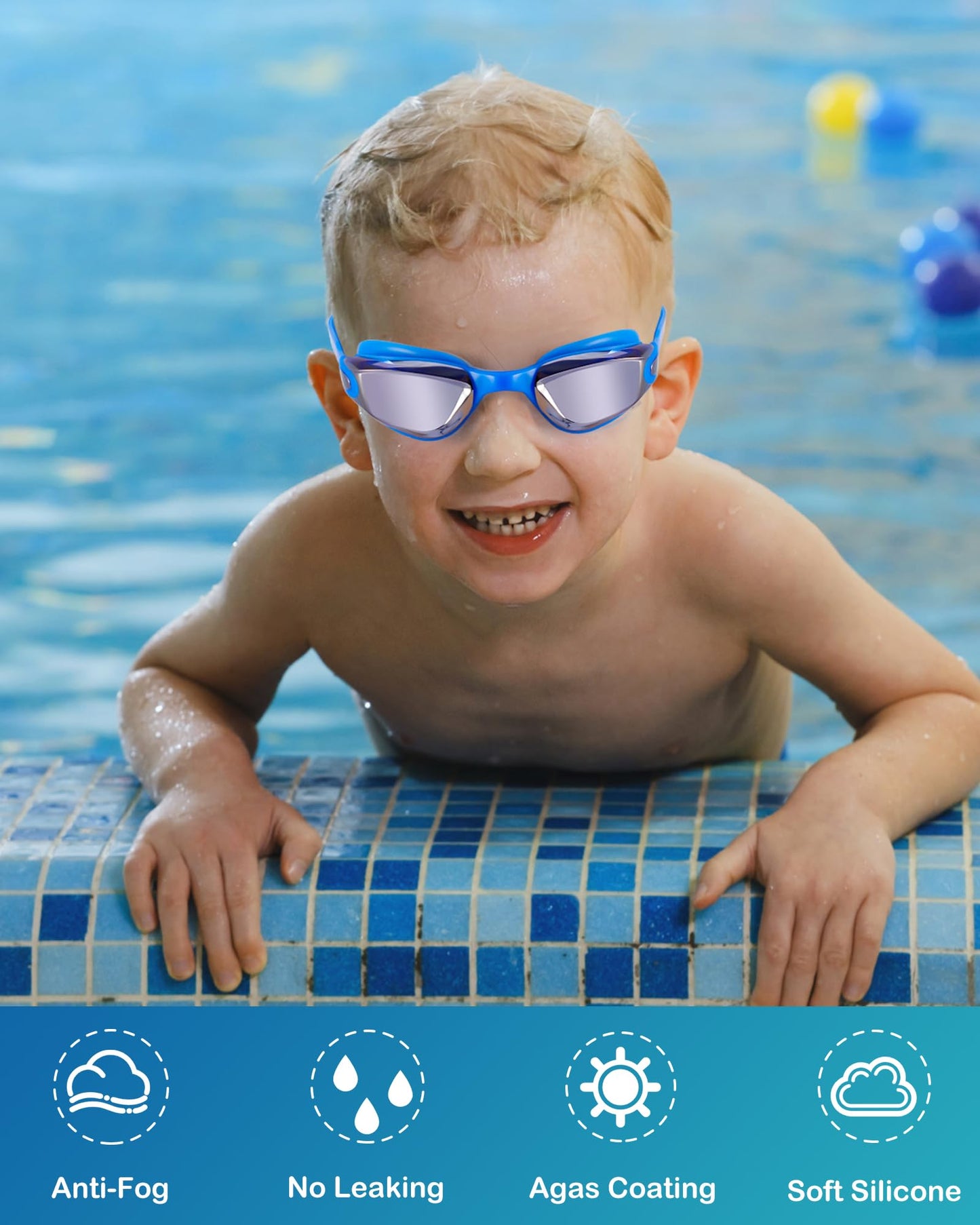 Aegend Kids Swim Goggles, Pack of 2 Swimming Goggles for Children Boys & Girls Age 3-14