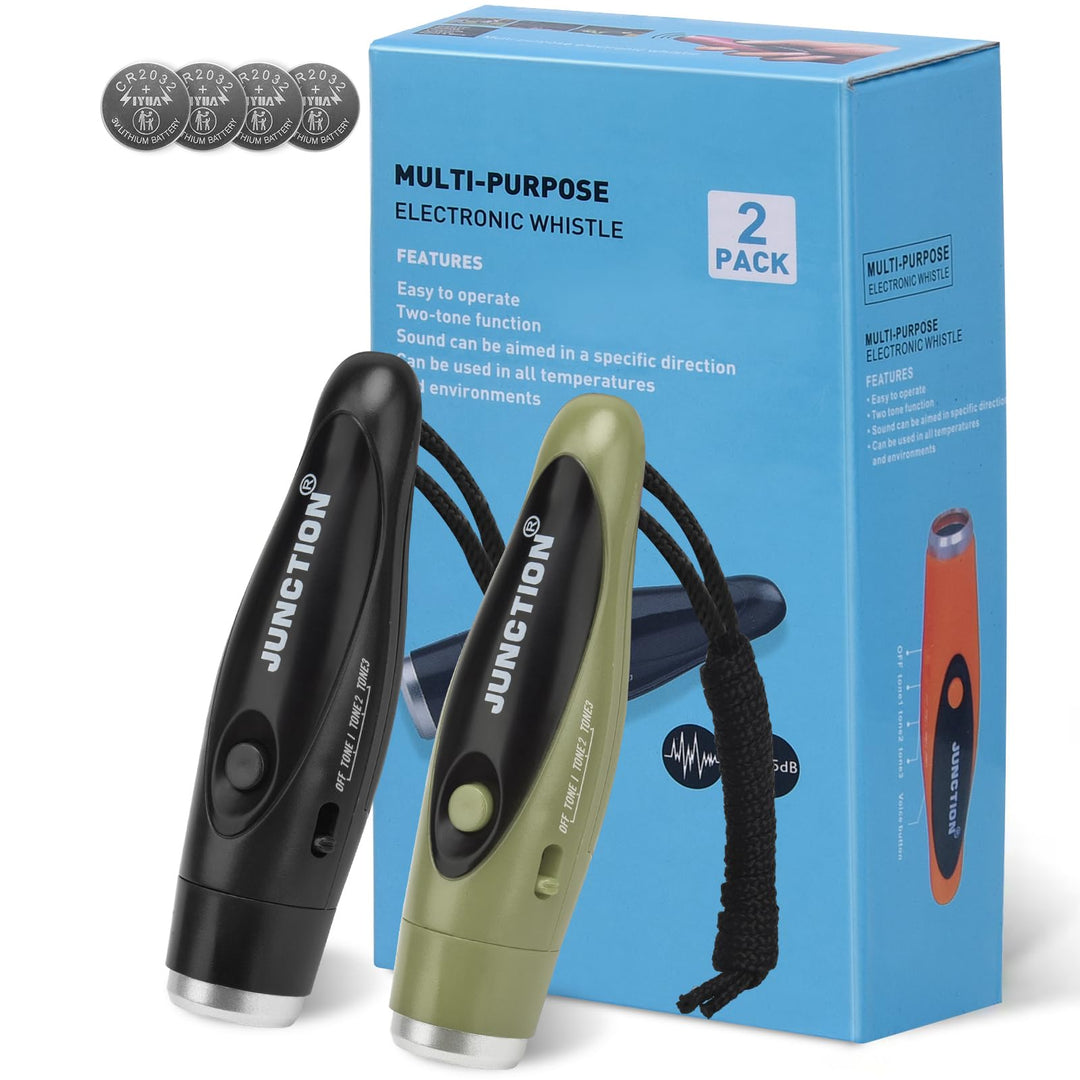 Xflyee Electronic Whistles 2 Pack, Handheld 3 Tones High Volume Electric Whistles with Lanyard for Teacher, Coaches, Referees, Training Whistle, Loudest Outdoor Emergency Whistle, Sports Whistle