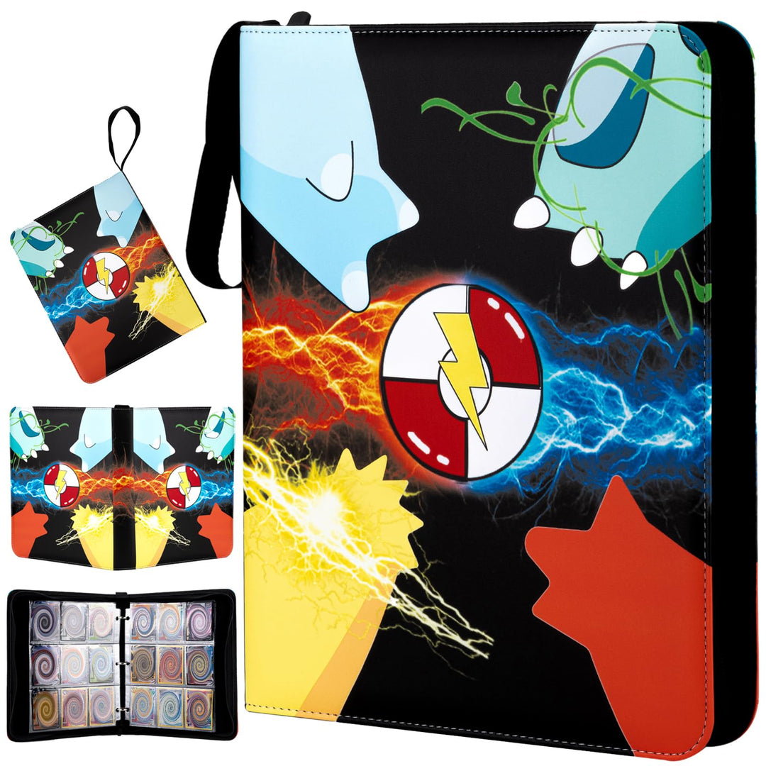 Trading Card Binder 9 Pocket,Premium Card Binder 900 Pockets,50-Page Double-Sided Storage Collection Book,3-ring Zipper Trading Card Holder is A Toys Gift for Girls and Boys(Black 9 pocket)