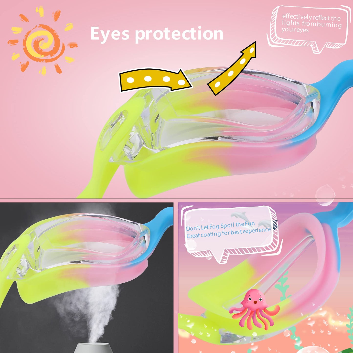 Aegend Kids Swim Goggles, Pack of 2 Swimming Goggles for Children Boys & Girls Age 3-14