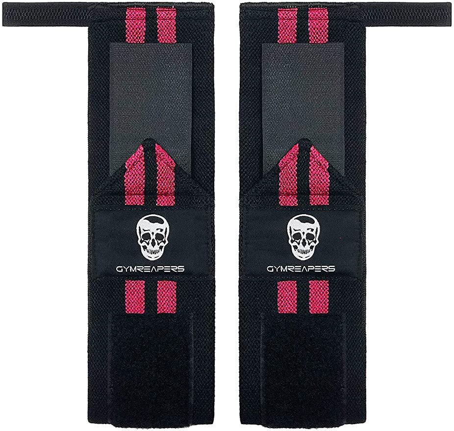 Gymreapers Weightlifting Wrist Wraps (Competition Grade) 18" Professional Quality Wrist Support with Heavy Duty Thumb Loop - Best Wrap for Powerlifting, Strength Training, Bodybuilding(Pink,18")