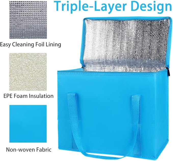 Insulated Reusable Grocery Shopping Bags, 4 Packs