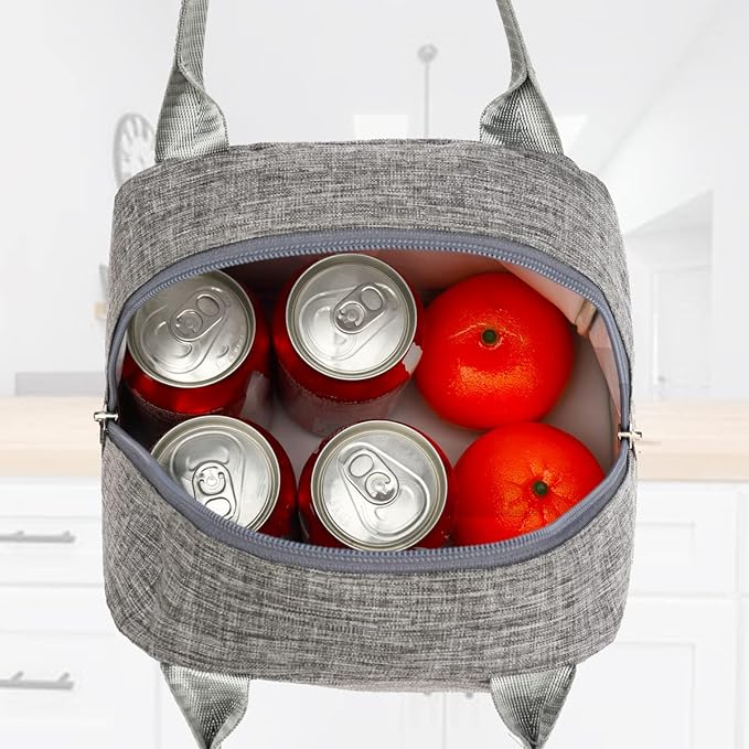FlowFly Insulated Lunch Cooler Bag - Tote Bag Organizer for Women/Men, Heather Grey