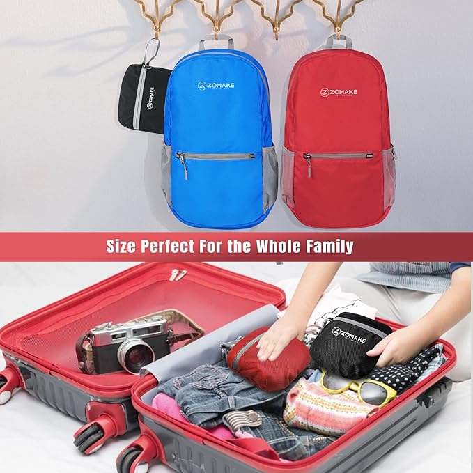 ZOMAKE Ultra Lightweight Hiking Backpack 20L, Packable Small Backpacks Water Resistant Daypack for Women Men(Bright Red)