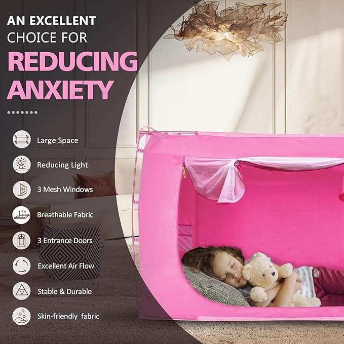 Bed Tent Bed Canopy King Size Tents for Adult and Kids- Original Design Portable Dream Tent Indoor Sleeping 80% Blackout with 3 Doors Breathable Big Space Tents