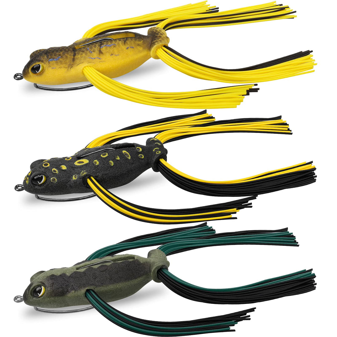 TRUSCEND Topwater Frog Fishing Lures with Silicone Leg Japan Design Weedless Soft Plastic Frogs Baits for Bass Musky Trout Artificial Lifelike Lures for Freshwater Saltwater Fishing Gear Gifts for Men