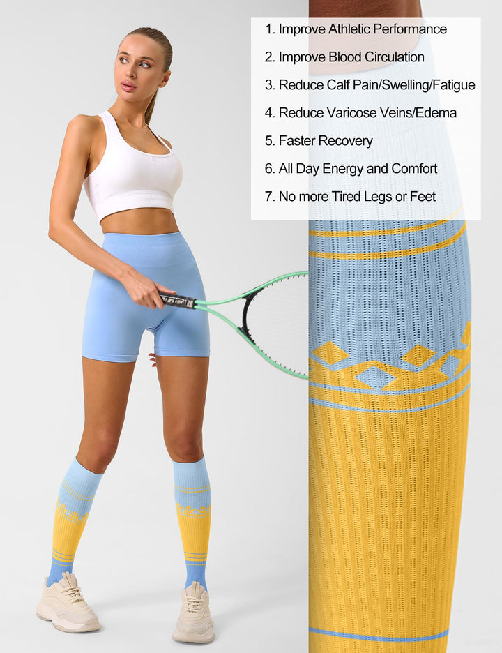 FITRELL 3 Pairs Compression Socks for Women and Men 20-30mmHg- Support Socks for Travel, Running, Nurse, Knee High Socks, Popsicle, S/M