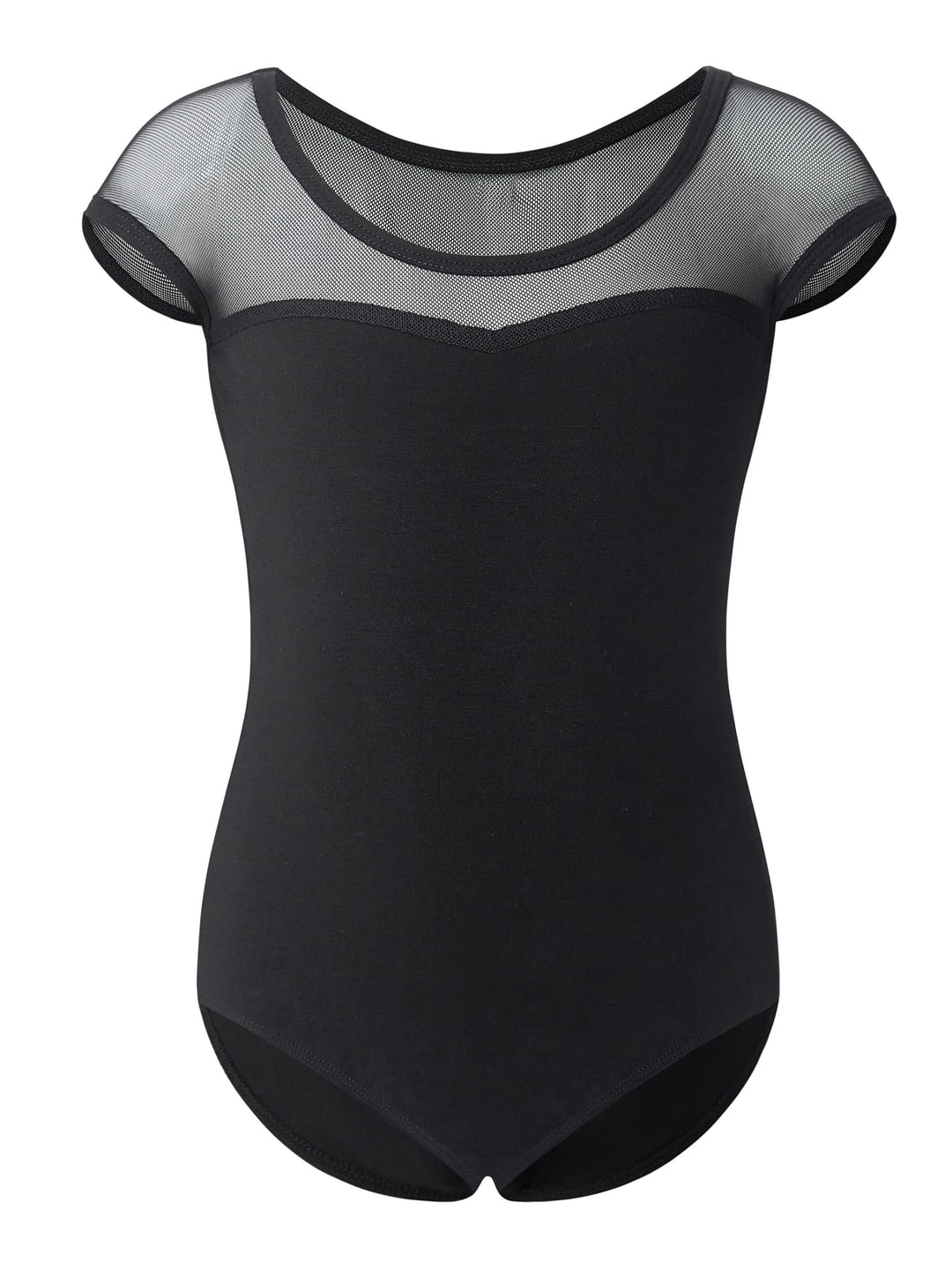Stelle Girls Cute Cap Sleeve Ballet Leotard for Dance, Gymnastics and Ballet (Black, (Mesh cap sleeves), 6 Years)