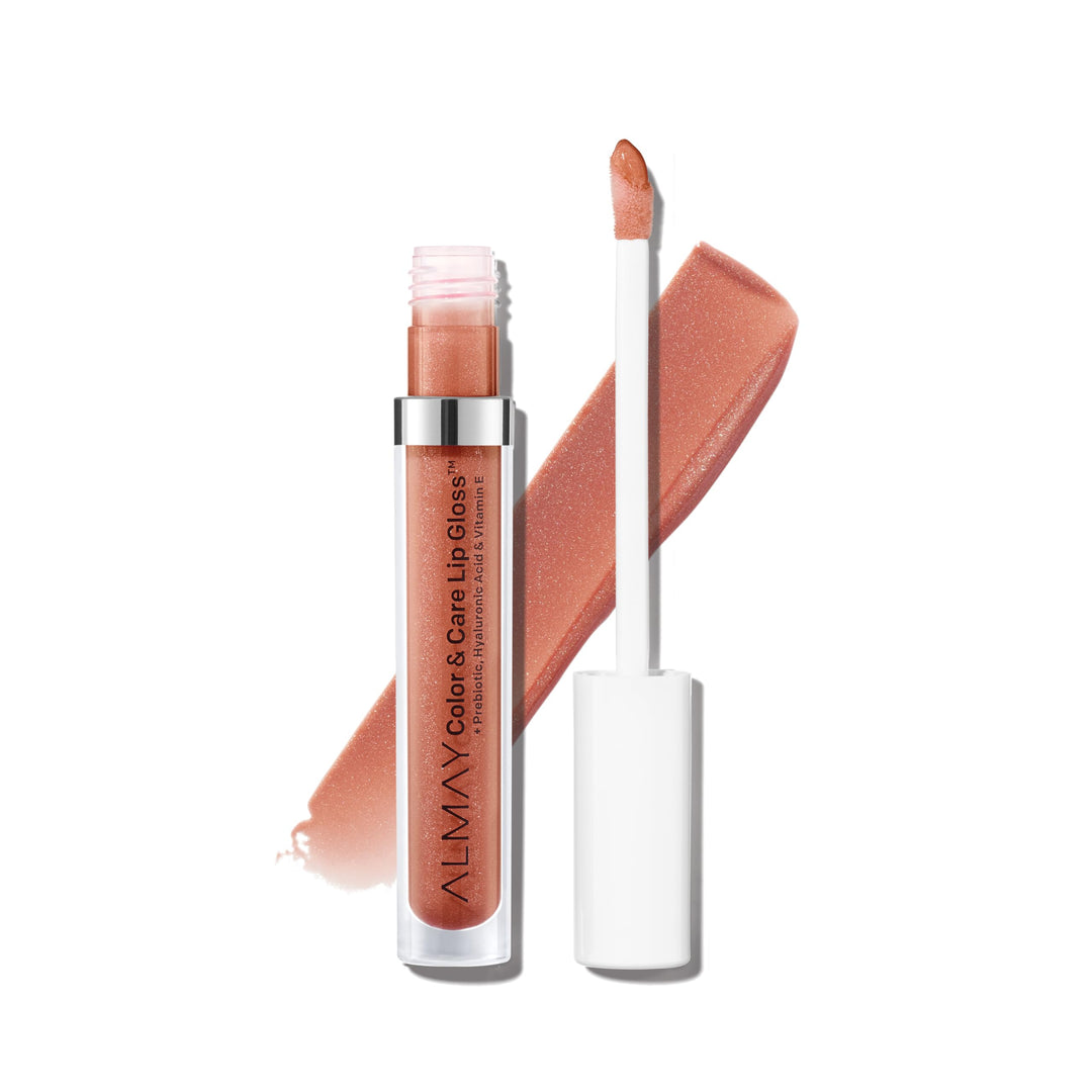 Almay Hydrating Lip Gloss, Soft Natural Colors, Prebiotic Complex, Hyaluronic Filling-Sphere Technology, 300 Glitters Gold, 0.1
