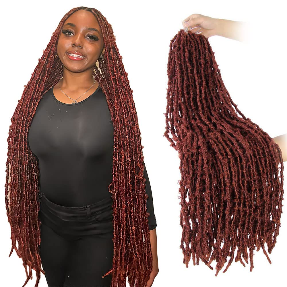 36 Inch Light Weight Butterfly Locs Crochet Hair 6 Packs Long Ginger Distressed Butterfly Faux Locs Crochet Hair, 350#