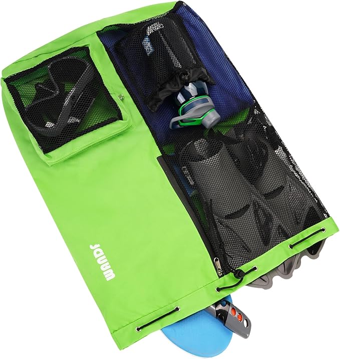 WANDF Swim Bag Mesh Drawstring Backpack with Wet Pocket for Swimming, Gym, and Workout Gear