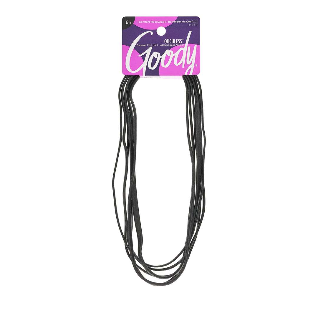 Goody Women'S Ouchless Thin Hair Flat Narrow Headwrap, Black, 6 Count