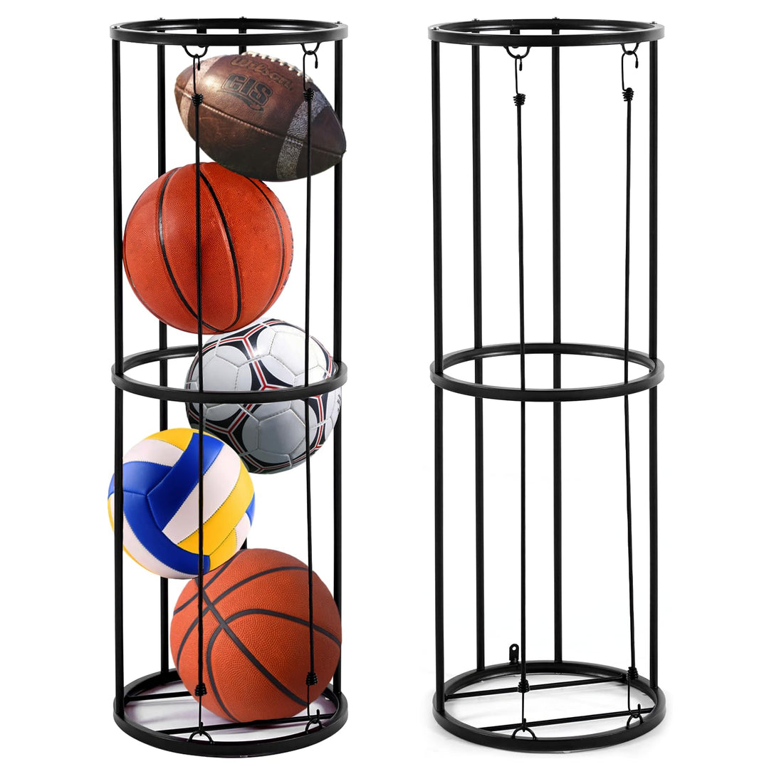 Ysglory Garage Ball Storage Vertical Ball Rack Sports Wall-Mounted Basketball Soccer Ball Holder Football Volleyball Rack Organizer Sports Ball Organizer