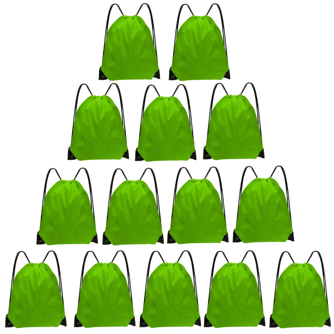 Grneric Drawstring Bags Bulk 14 Pcs Drawstring Backpack Bulk Cinch Bag Sackpack for Men Women Gym (Green)