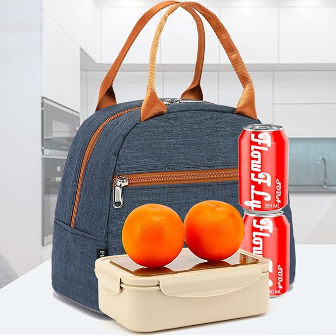 FlowFly Insulated Lunch Cooler Bag - Tote Bag Organizer for Women/Men, Navy