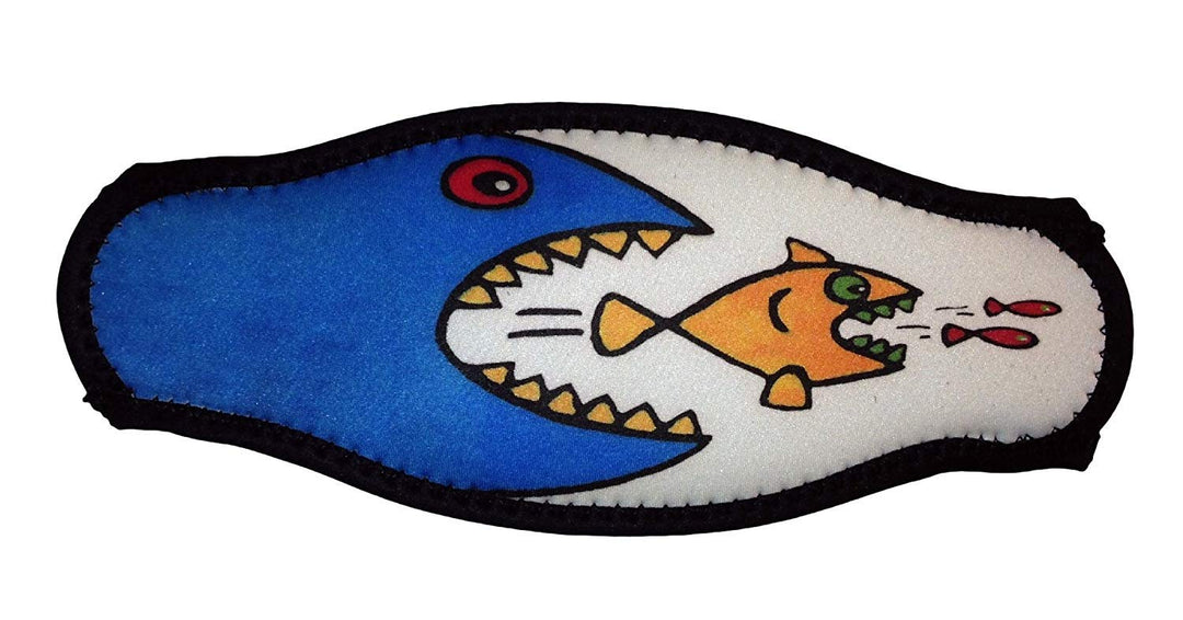 NOOBECR Fish Eat Fish Print Neoprene Strap Cover for Scuba or Snorkel Mask