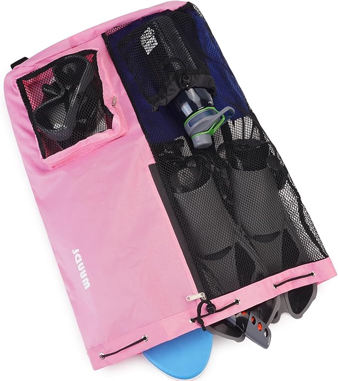 WANDF Swim Bag Mesh Drawstring Backpack with Wet Pocket for Swimming, Gym, and Workout Gear