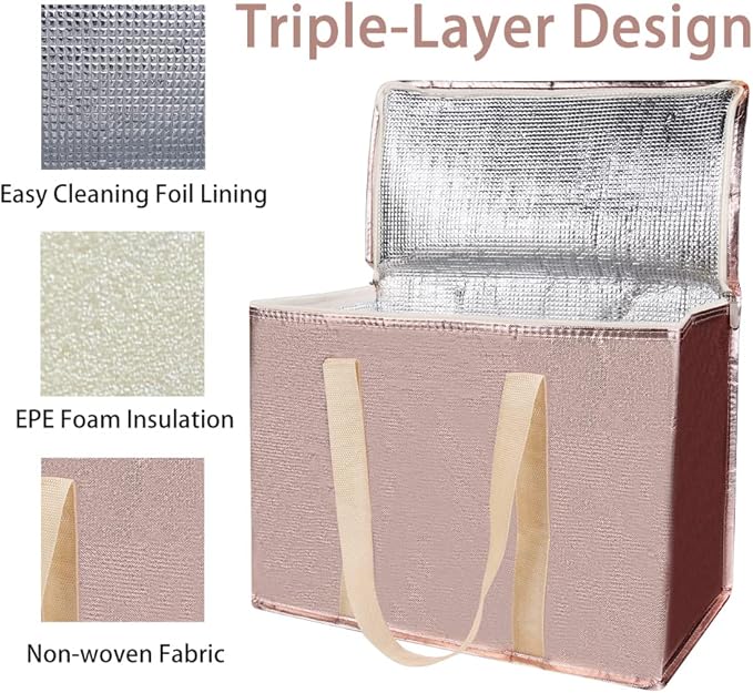 Insulated Reusable Grocery Shopping Bags, 4 Packs