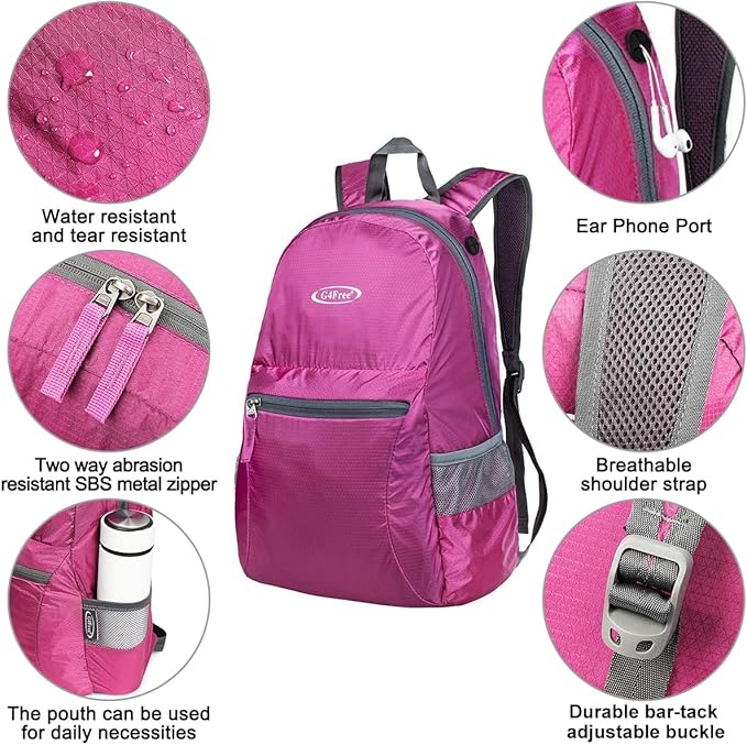 G4Free 20L Lightweight Packable Backpack Travel Hiking Daypack Foldable Backpack for Men Women