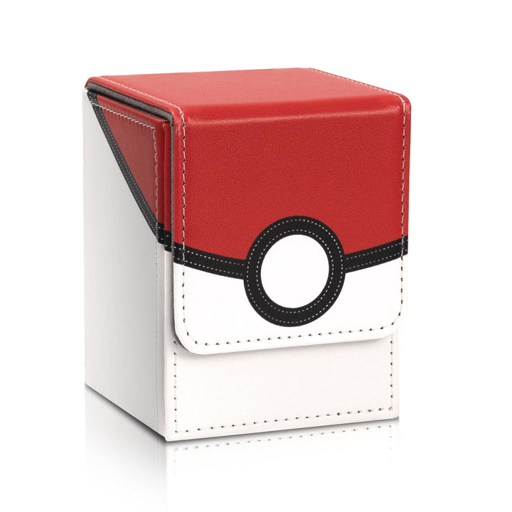 Collectible Trading Card Cases, Card Deck Box Storage Box Case Magnetic Deck Box Card Holder ,Can hold around 100 cards(Red-white)