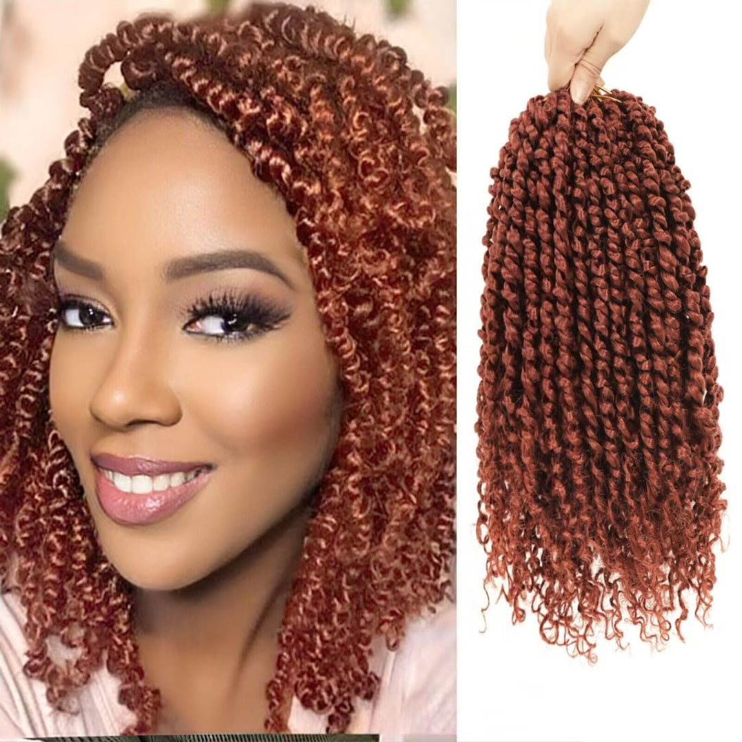 9 Packs Passion Twist Crochet Hair 10 Inch Pre-Twisted Passion Twist Hair Copper Red Pre Looped Crochet Passion Twist Hair Bohem