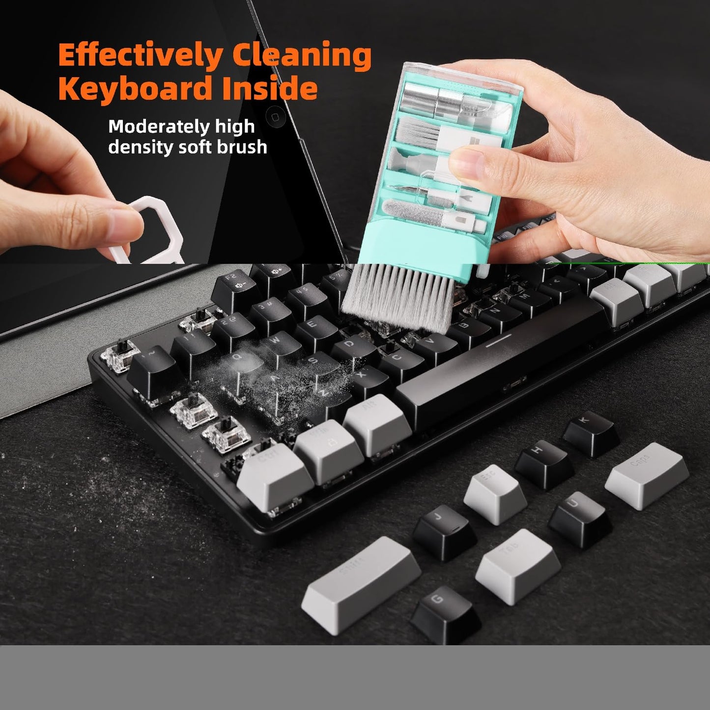 Laptop Screen Keyboard Cleaner Kit, Electronics Cleaning kit Tool for MacBook iPad iPhone Pro Cell Phone, Brush Tool for Tablet, Computer, PC Monitor,Camera with Spray with Patent (Tifny Blue)