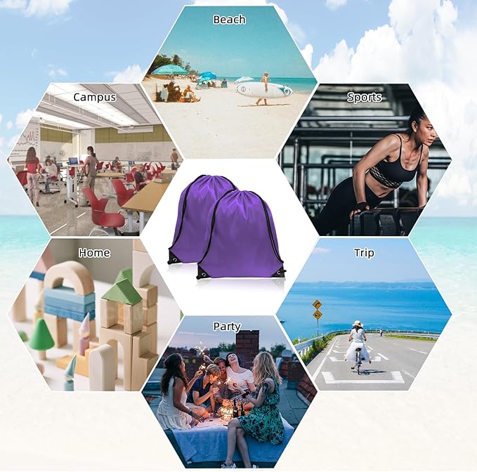 GoodtoU 100Pcs Drawstring Bags Bulk, 10 Color String Backpack for School, Sport, Travel, Team