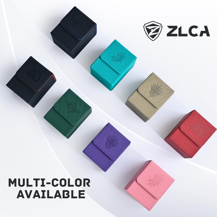 ZLCA Card Deck Box for Trading Cards with 2 Dividers, Card Storage Box Fits 100+ Single Sleeved Cards, PU Leather Strong Magnet Card Deck Case Holder for Magic Commander TCG CCG ๏ผRed,Emperor Dragon๏ผ