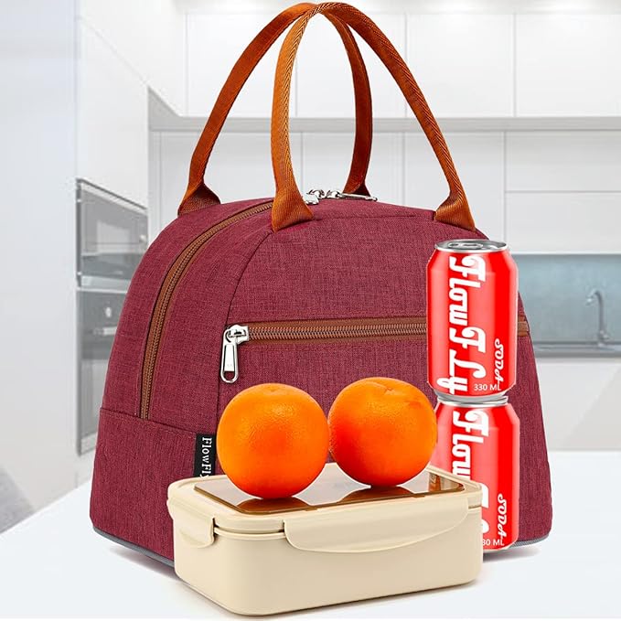 FlowFly Insulated Lunch Cooler Bag - Tote Bag Organizer for Women/Men, Red