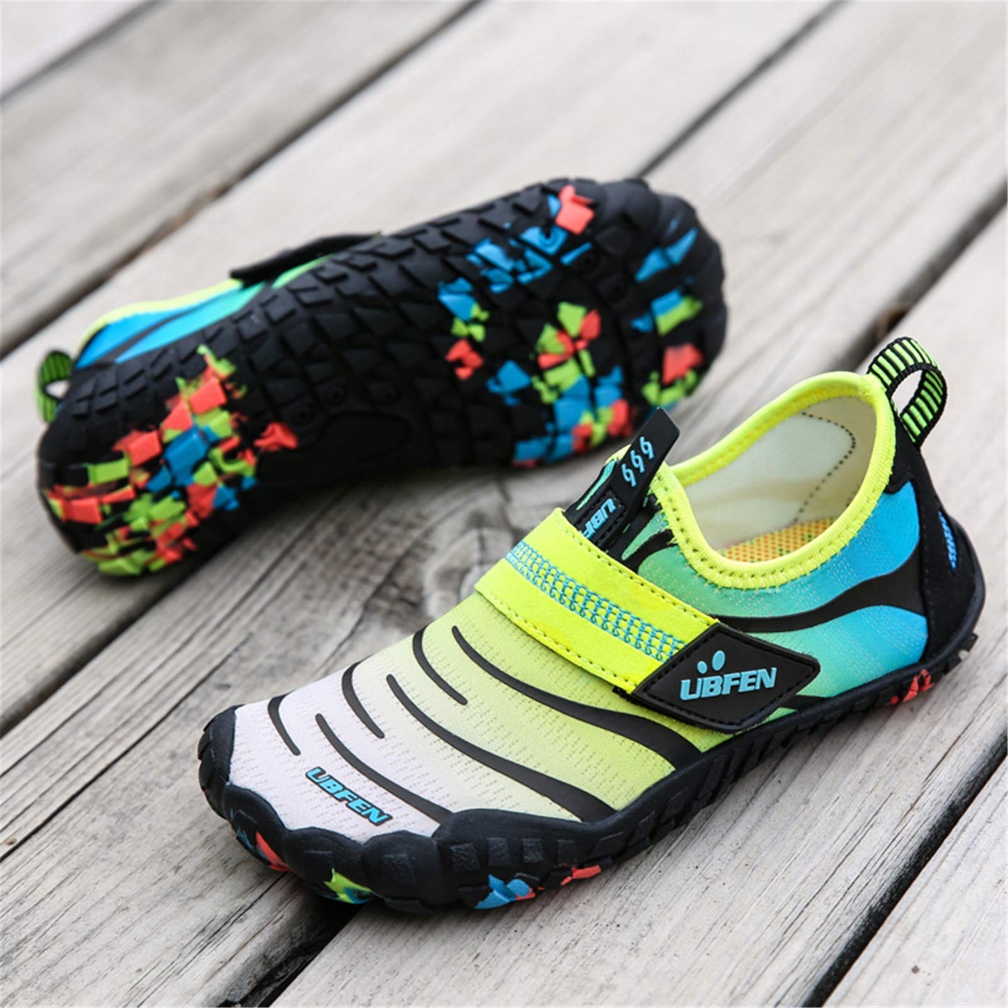 UBFEN Water Shoes for Kids Boys Girls Aqua Socks Barefoot Beach Sports Swim Pool Quick Dry Lightweight Toddler Little Big Kid B Blue Grey 8 Toddler